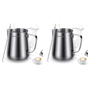 zeitel milk frothing pitcher 12oz stainless steel with scale 2 pcs