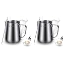 ZEITEL Milk Frothing Pitcher 12oz Stainless Steel with Scale 2 Pcs