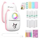 ZEITEL Mini Thermal Printer, Bluetooth, 13 Rolls, 5 Pens, 1 Sticker, Pink