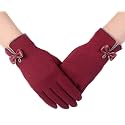 Zeki Girl's Faux Fur Bow Gloves (Red,Free Size)