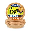 ZELKEY 100 PCS Air Fryer Round Parchment Paper Liners – Non-Stick, Heat Resistant, Baking Paper – Fits 5 to 8 QT Air Fryers – Disposable, Food-Grade, Grease-Proof Sheets. (Round, 8 INCH)