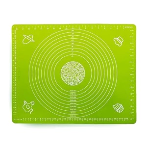 zelkey silicon fondant rolling mat or silicone baking sheet large with measurements stretchable for kitchen roti chapati cake pad cooking dough atta kneading big size green
