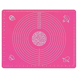 zelkey silicon fondant rolling mat or silicone baking sheet large with measurements stretchable for kitchen roti chapati cake pad cooking dough atta kneading big size pink