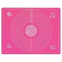 ZELKEY Silicon Fondant Rolling Mat or Silicone Baking Sheet Large with Measurements Stretchable for Kitchen Roti Chapati Cake Pad Cooking Dough Atta Kneading Big Size (Pink)