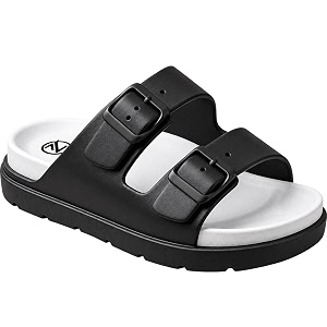 ZELYA Mens Double Buckle Comfort Slide Sandals