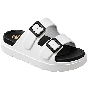 ZELYA Mens Double Buckle Comfort Slide Sandals