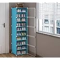 Zemic DIY Shoe Rack Organizer/Multi-Purpose 30 Pair Tower Shelf Storage Plastic Cabinet 10 Layers 5 Door Portable and Folding Shoe Rack (Blue)