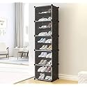 Zemic Portable Shoe Rack Organizer with Door, 20 Pairs Shoe Storage Cabinet Easy Assembly, Plastic Adjustable Storage Stackable Detachable Free Standing Shoe Rack DIY Expandable ^ Black10Shelf5Door