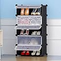 Zemic Shoe Rack, 5 Tier Shoe Storage Cabinet 20 Pair Plastic Shoe Shelves Organizer for Closet Hallway Bedroom Entryway, Black