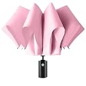 Zemic UV Umbrella with Novelty Carabiner Handle, Travel Umbrellas for Rain and Sun Windproof Compact, Automatic Open Close, 8 Ribs, Portable Umbrella for Men and Women