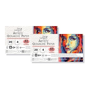 zen sangam express your mind 300 gsm cold pressed rough grain surface acid free artists39 gouache papers sheets pack of 2 a5 size 21x148cm 48 sheets