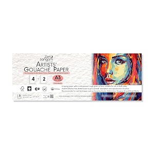 zen sangam artists39 gouache papers sheets 300 gsm cold pressed rough grain surface acid free a3 size 42x297cm - 6 sheets for gouache watercolor acrylic ink and mixed media