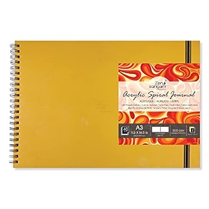 zen sangam artists - a5 spiral acrylic pad - landscape - 300 gsm - cold pressed sketchbook - canvas texture - 40 pages 