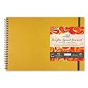 Zen Sangam Artists’ - A3 Spiral Acrylic Pad - Portrait - 300 GSM - Cold Pressed Sketchbook - Canvas Texture - (40 Pages) - Size (42x29.7cm) - Wiro Acrylics Art Book - Golden Yellow