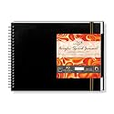 Zen Sangam Artists’ - A3 Spiral Acrylic Paper Pad - Landscape - 300 GSM - Cold Pressed Sketchbook - Canvas Texture - (40 Pages) - Size (29.7x42cm) - Wiro Acrylics Art Book - Black