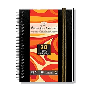 zen sangam artists - a3 spiral acrylic paper pad - landscape - 300 gsm - cold pressed sketchbook - canvas texture - 40 pages 