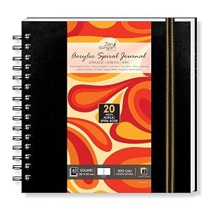 zen sangam artists - spiral acrylics journal - square - 300 gsm - canvas texture - cold pressed sketchbook - 40 pages 