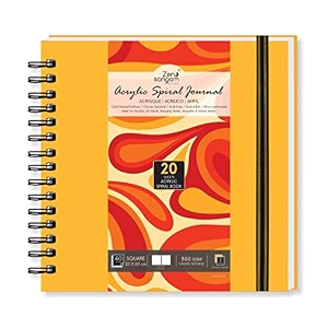 zen sangam artists - a5 spiral acrylic pad - landscape - 300 gsm - cold pressed sketchbook - canvas texture - 40 pages 