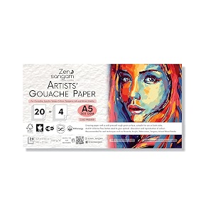 zen sangam express your mind 300 gsm cold pressed rough grain surface acid free a5 size gouache papers sheets 21x148cm 24 sheets