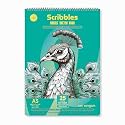 Zen Sangam Scribbles A3 Sketchbook | 25 Sheets 130GSM Acid-Free Paper | Top Spiral-Bound | for Artists, Kids &amp; Professionals | Ideal for Markers, Colored Pencils, Charcoal, Pastels | Teal Blue