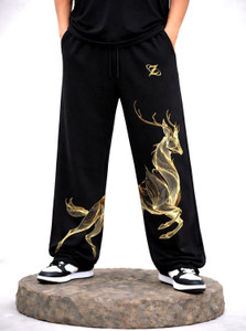 ZEN1FASHION Printed Men Black Track Pants