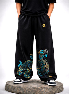 ZEN1FASHION Printed Men Black Track Pants