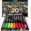 Zenacolor 20 Fabric Markers Pens Set - Non Toxic, Indelible and Permanent Fabric Paint Fine Point Textile Marker Pen - Pens Fine Point Tip
