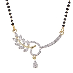 zeneme american diamond gold plated designer mangalsutra jewellery for women