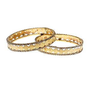 zeneme bangle gold plated cz studded encased golden temple coin bangle set of 2 jewellery for women amp girls 28
