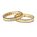 ZENEME Bangle Gold Plated CZ Studded Encased Golden Temple Coin Bangle Set Of 2 Jewellery For Women & Girls (2.8)