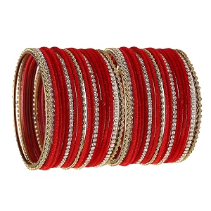 zeneme gold-plated matte finish velvet white american diamonds studded bangles set of 36 for girls and women