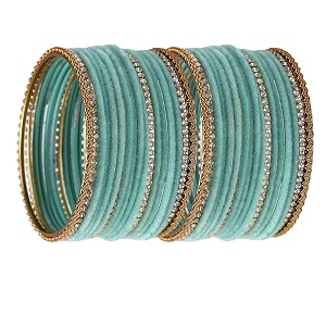 zeneme gold-plated matte finish velvet white american diamonds studded bangles set of 36 for girls and women