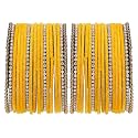 ZENEME Gold-Plated Matte Finish Velvet White American Diamonds Studded Bangles Set Of 36 For Girls and Women