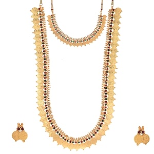 ZENEME Jewellery Set Gold Plated Long Traditional