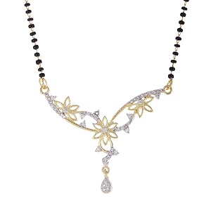 zeneme american diamond gold plated designer mangalsutra jewellery for women
