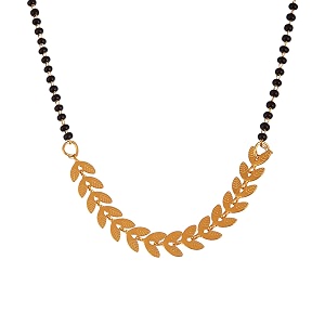 zeneme mangalsutra gold plated leaf vine style tanmaniya nallapusalu pendant with black beads for women