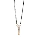 ZENEME Mangalsutra Gold Plated Solitare Cushion Style Pendant Tanmaniya Nallapusalu With Black Bead Chain Jewellery For Women