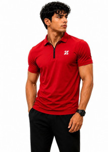 zenfit Men Self Design Zip Neck Polyester