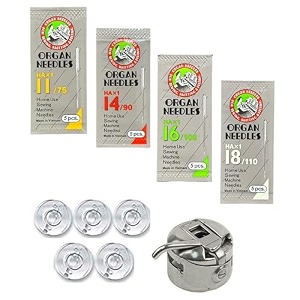zenith combo - ha 20 needles pack sizes 11 14 16 18  1 bobbin case  5 transparent plastic bobbins  compatible with usha janome singer brother amp other domestic sewing machines