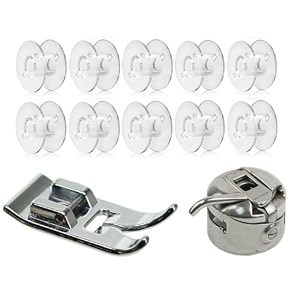 zenith combo of zig zag pressure foot 10 plastic bobbinsbobbin case compatible with domestic automatic front loading electric sewing machines compatible with usha janomesinger