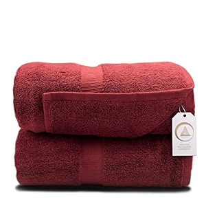 zenith luxury bath sheets towels for adults - extra large bath towels set 40x70 inch 600 gsm oversized bath towels cotton bath sheets xl towel 100 cotton 2 piecescranberry