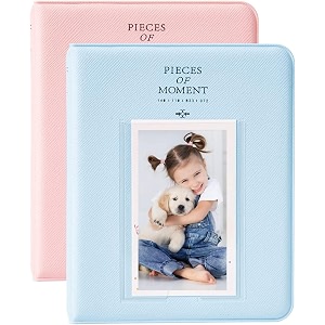 zenko 2-pack 64-pockets photo album for fujifilm instax mini 12 mini 11 7s 8 8 9 25 50s 70 90 5 x 76 cm mini photo album compatible with instant camera photo book name card holder pink and blue