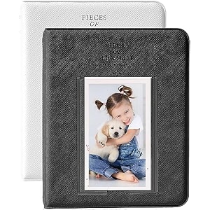 zenko 2-pack 64-pockets photo album for fujifilm instax mini 11 mini12 7s 8 8 9 25 50s 70 90 5 x 76 cm mini photo album compatible with camera photo book name card holder black and white