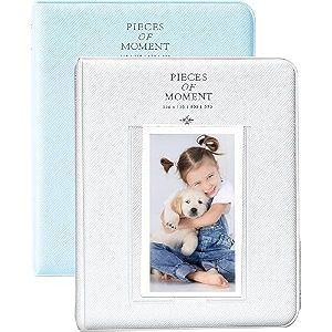 zenko 2-pack 64-pockets photo album for fujifilm instax mini13121198se4199evoliplay mini photo album compatible with instant camera photo book name card holder blue and ice white