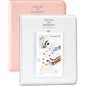zenko 2-pack 64-pockets photo album for fujifilm instax mini 11 mini12 7s 8 8 9 25 50s 70 90 5 x 76 cm mini photo album compatible with camera photo book name card holder pink amp smokey white