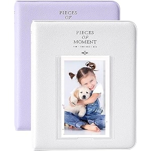 zenko 2-pack 64-pockets photo album for fujifilm instax mini 12 mini mini 11 7s 8 8 9 25 50s 70 90 5 x 76 cm mini photo album compatible with instant camera photo book name card holder lavender and white