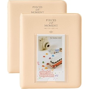 zenko 2-pack 64-pockets photo album for fujifilm instax mini 11 mini12 7s 8 8 9 25 50s 70 90 5 x 76 cm mini photo album compatible with camera photo book name card holder beige