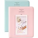 Zenko 2-Pack 64-Pockets Photo Album for Fujifilm Instax Mini 11 Mini12 7s 8 8+ 9 25 50s 70 90, 5 x 7.6 cm Mini Photo Album Compatible with Camera, Photo Book, Name Card Holder (Pink &amp; Blue)