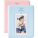 Zenko 2-Pack 64-Pockets Photo Album for Fujifilm Instax Mini 12 Mini 11 7s 8 8+ 9 25 50s 70 90, 5 x 7.6 cm Mini Photo Album Compatible with Instant Camera, Photo Book, Name Card Holder (Pink and Blue)