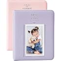 Zenko 2-Pack 64-Pockets Photo Album for Fujifilm Instax Mini 12/11/7s/8/8+/9/25/50s/70/90, 5 x 7.6 cm Mini Photo Album, Pink and Lavender